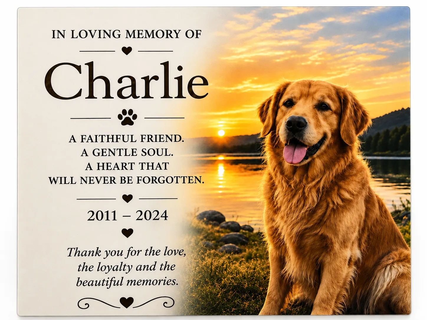 Memorial keepsake for Charlie